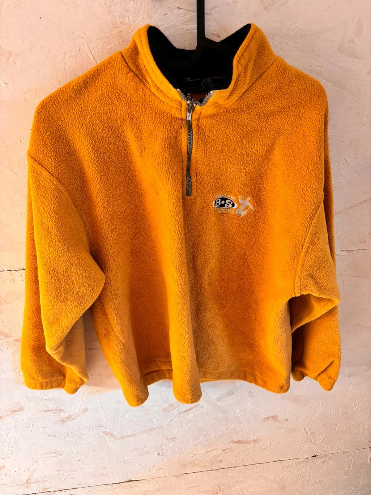 Sweat polaire vintage y2k jaune moutarde à demi-zip – Blue Studio – 16 ans / S – photo 3
